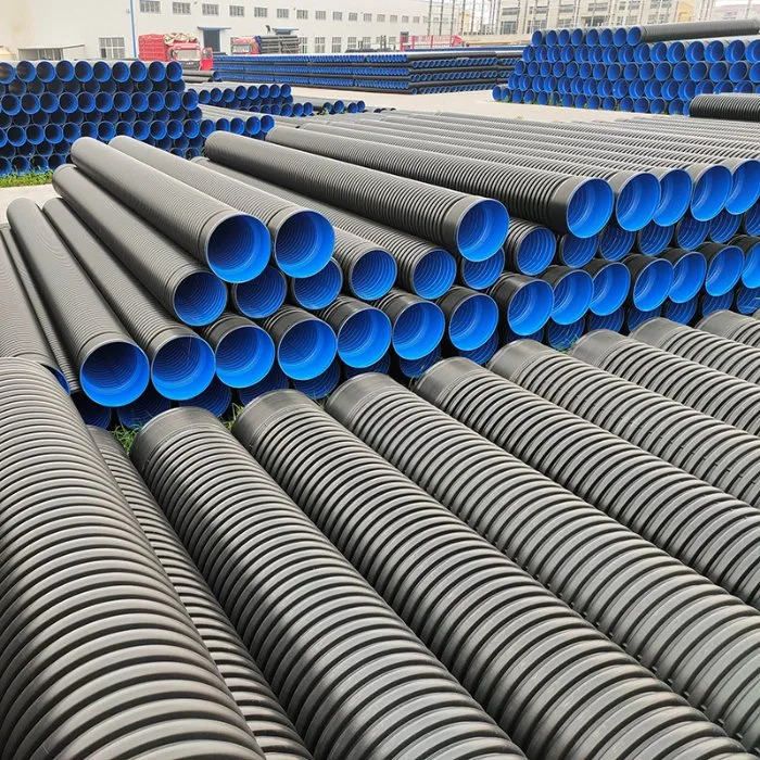 HDPE Double Wall Corrugated Pipes 110mm 160mm Perforated Pipe in Rolls or Pieces Black Color