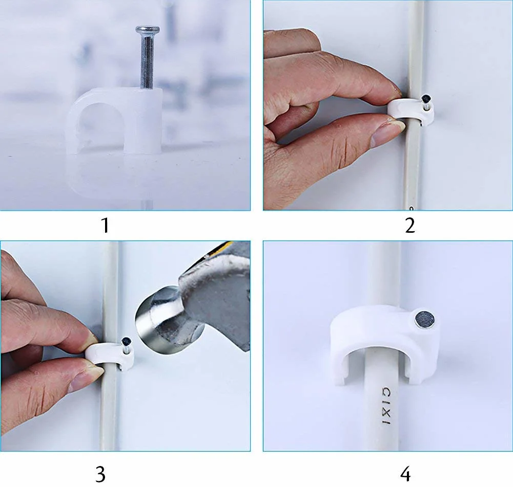 CE SGS Authentication White Flat Nail Wire Circle Path Cable Clips