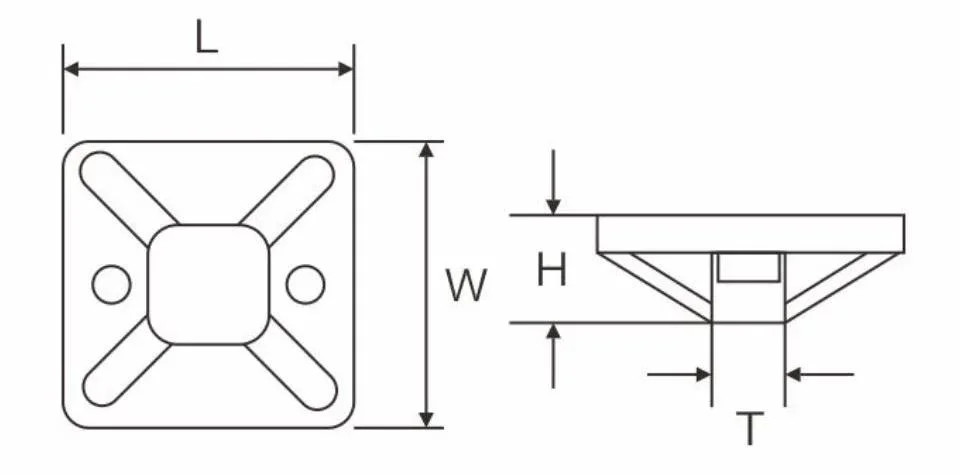 Factory Self-Adhesive 20X20-40X40 Cable Tie Mount Mounting Base Self Adhesive Mounts with RoHS